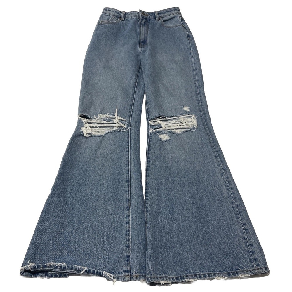 Rolla's Eastcoast Flare High Rise Flare Distressed Jean Organic Cotton Women 26 - Picture 1 of 9